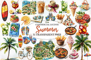 Summer Watercolor  Clipart, an Illustration by Designworld