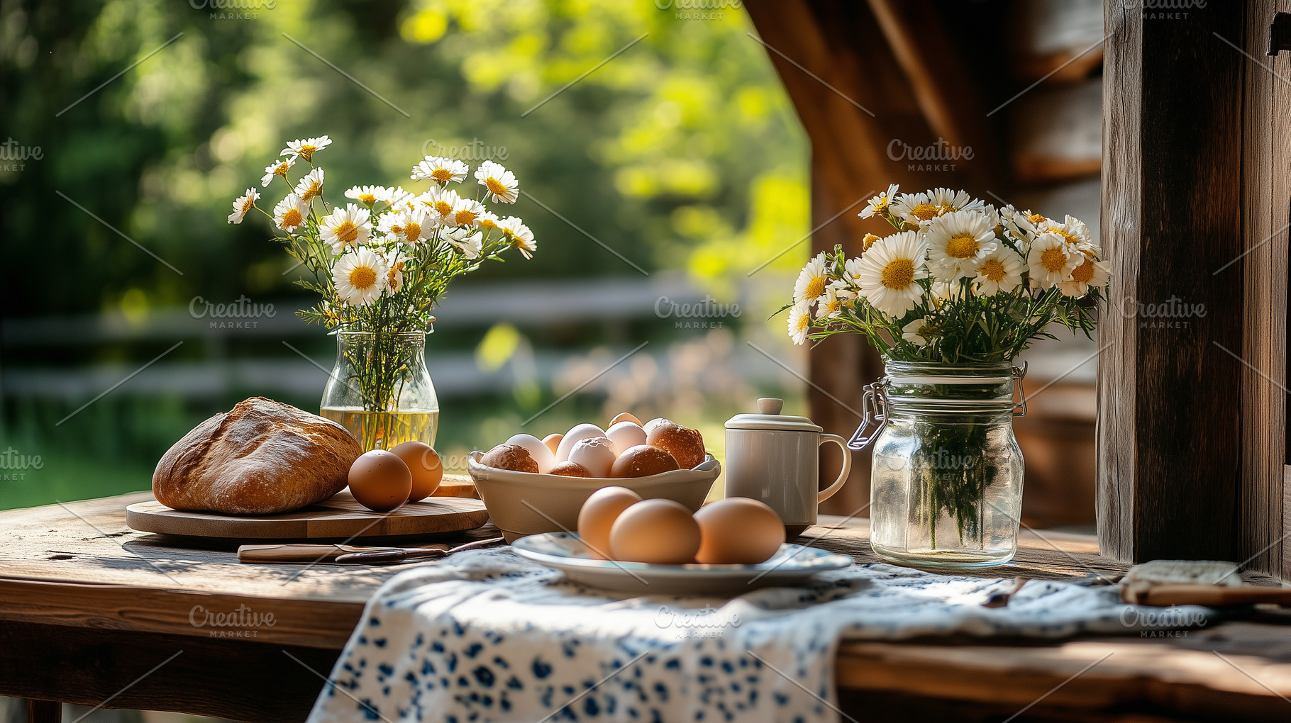 Breakfast table on a rustic terrace, a Food & Drink Photo by MistyDay