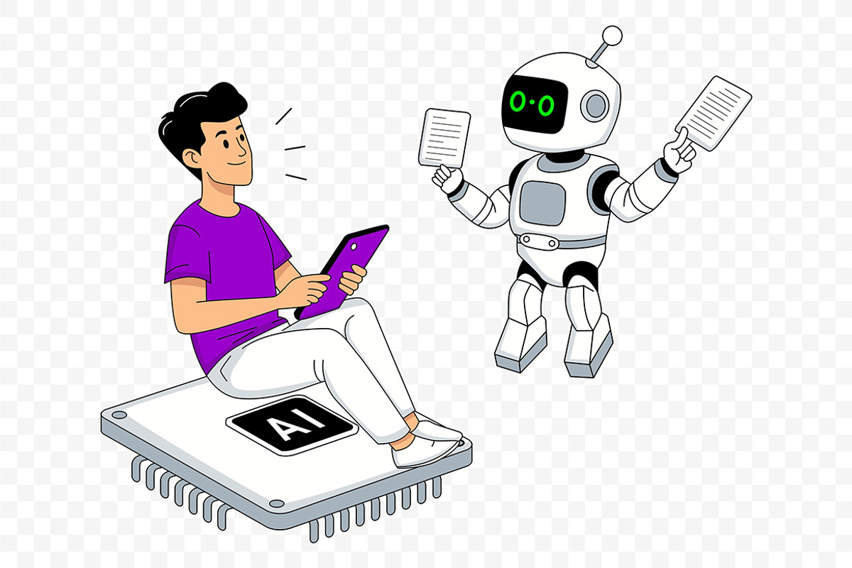 Man and Robot Working with AI, a Technology Illustration by Partikusi Design (Photo 2 of 3)