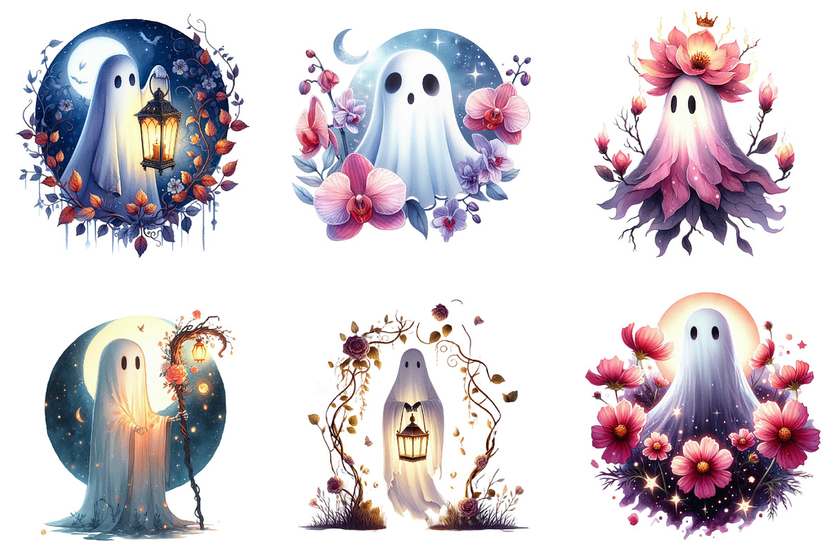 Floral Phantom Moonlight Ghost Clipa, an Illustration by DreamArtGraphic (Photo 3 of 5)