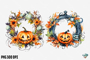 Halloween Pumpkin Wreath, an Illustration by Gemstone (Thumbnail 10 of 12)