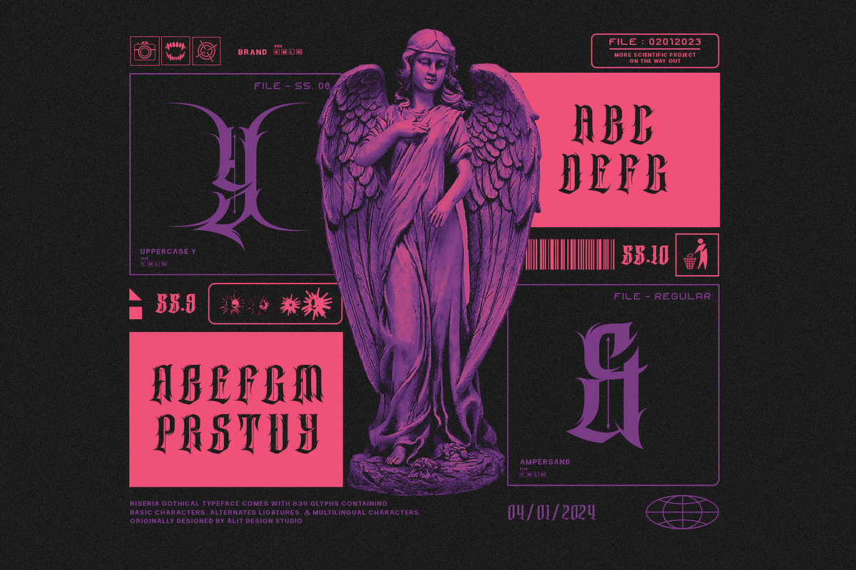 Riseria Typeface, a Blackletter Font by alit design (Photo 14 of 20)