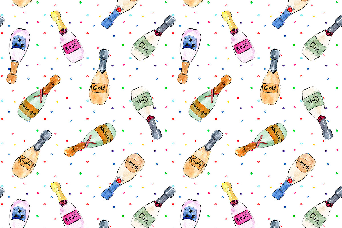 Champagne for Everybody - pattern, a Pattern Graphic by Katerina Tova (Photo 5 of 6)