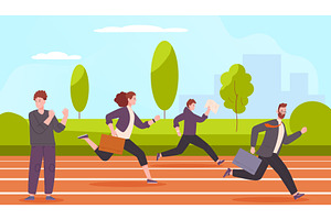 Race quitting. Giving up career race, a Finance Illustration by Stock-Smart-Start