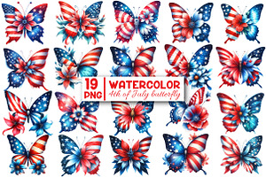 4th of July butterfly Clipart, an Illustration by Designworld