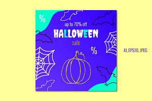 Halloween Sale Flyer Vector, a Flyer Template by kh_cat