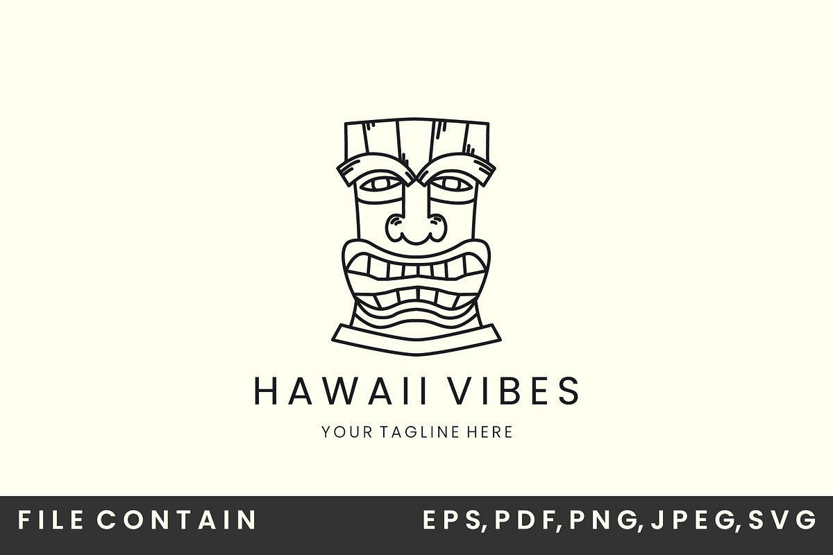 Hawaii mask line art logo vector, a Branding & Logo Template by SD 22