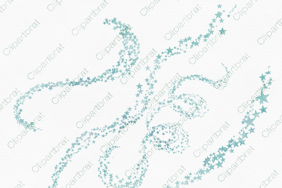 Aqua Watercolor Swirling Stars, an Object Illustration by ClipartBrat Graphics (Photo 4 of 5)