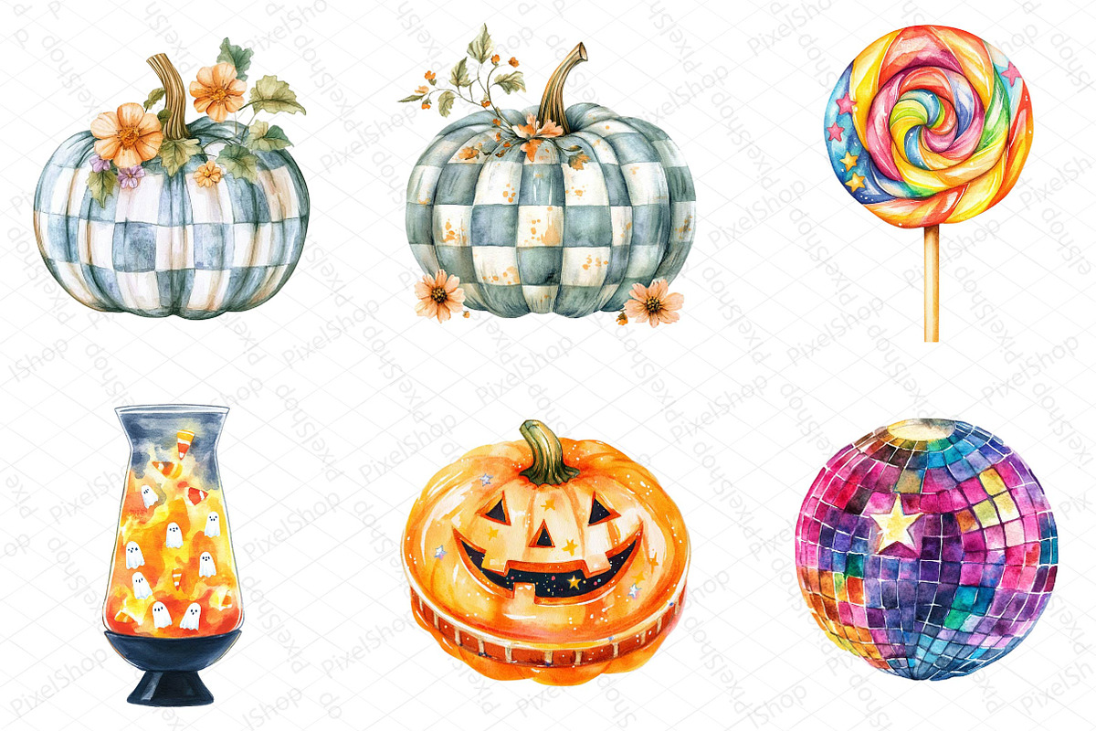 Groovy Halloween Clipart, an Illustration by DreamPrint404 (Photo 5 of 5)