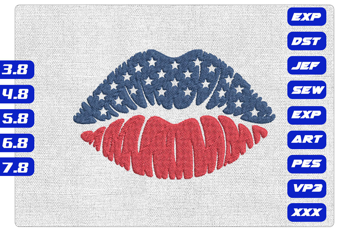 USA Flag Lips Embroidery Design, an Illustration by Purpose Ekbal (Photo 1 of 3)