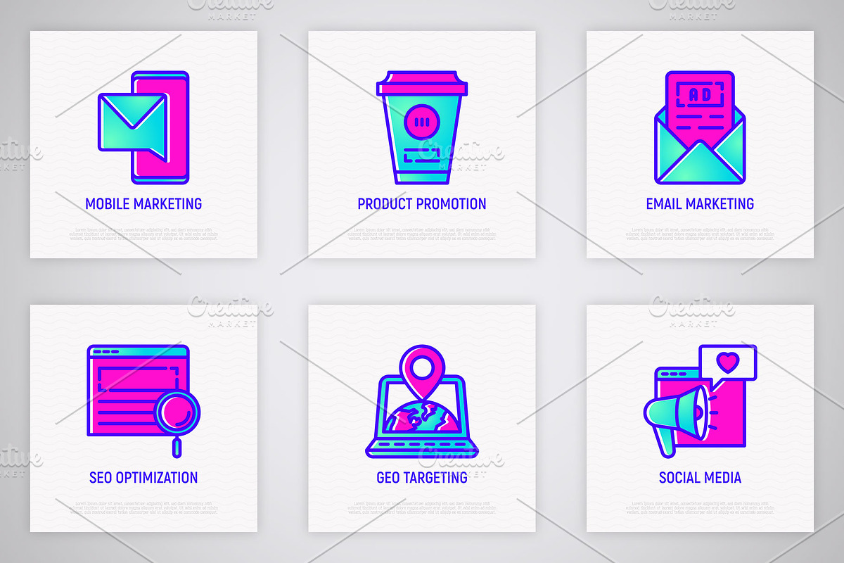 Advertising | 16 Thin Line Icons Set, an Outline Icon by Alex Blogoodf (Photo 5 of 7)