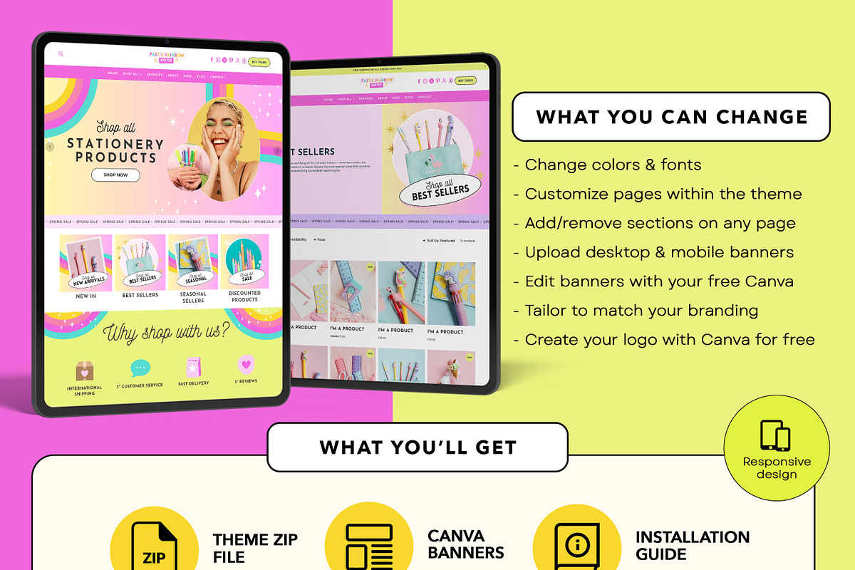 Rainbow Shopify Website Theme, a Shopify Template by Template Twist Shop (Photo 3 of 9)