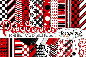 RED & BLACK GLITTER MIX PAPERS