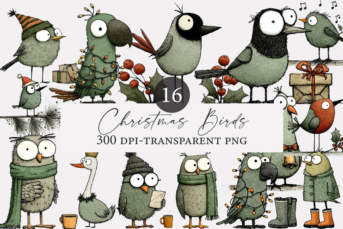 Christmas Birds clipart, an Illustration by Designworld (Photo 1 of 3)