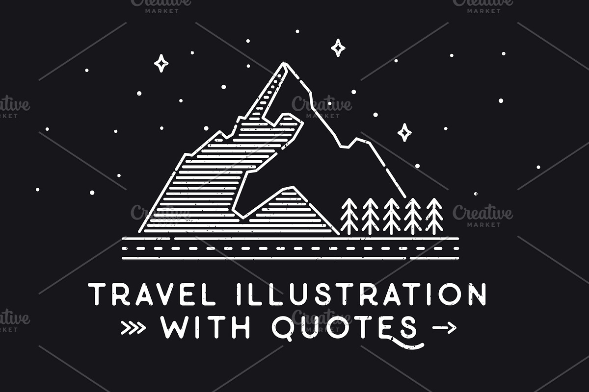 6 Travel illustrations with quotes, a Texture Illustration by Librebird (Photo 1 of 4)