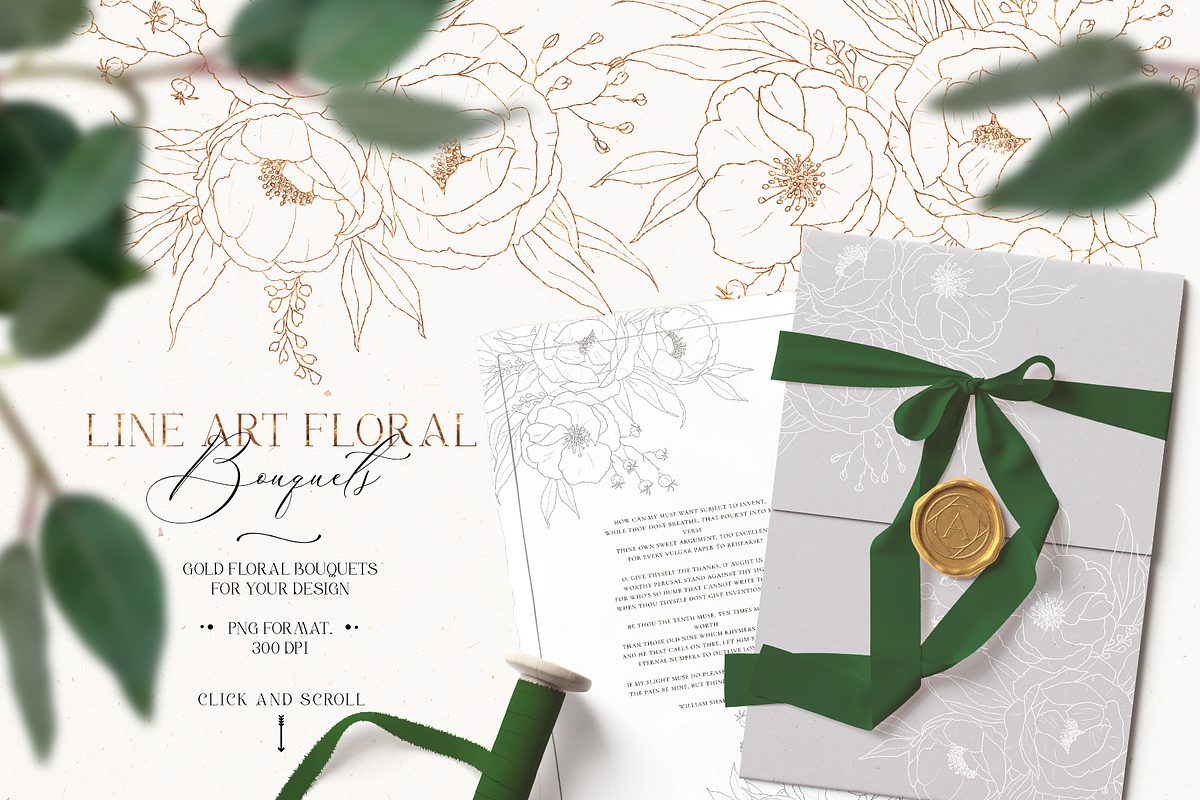 Flower field - line art floral set, a Decorative Illustration by Pamyatka Shop (Photo 4 of 11)