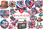 Groovy 4th of July png Sublimation, an Illustration by Watercolor design (Thumbnail 1 of 4)