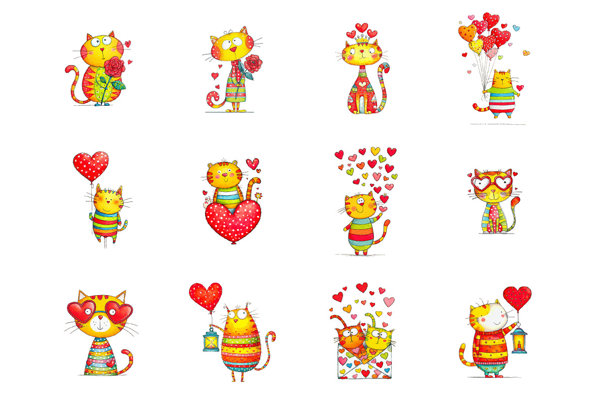 Cats Valentines Day, an Illustration by Design Market (Photo 3 of 3)