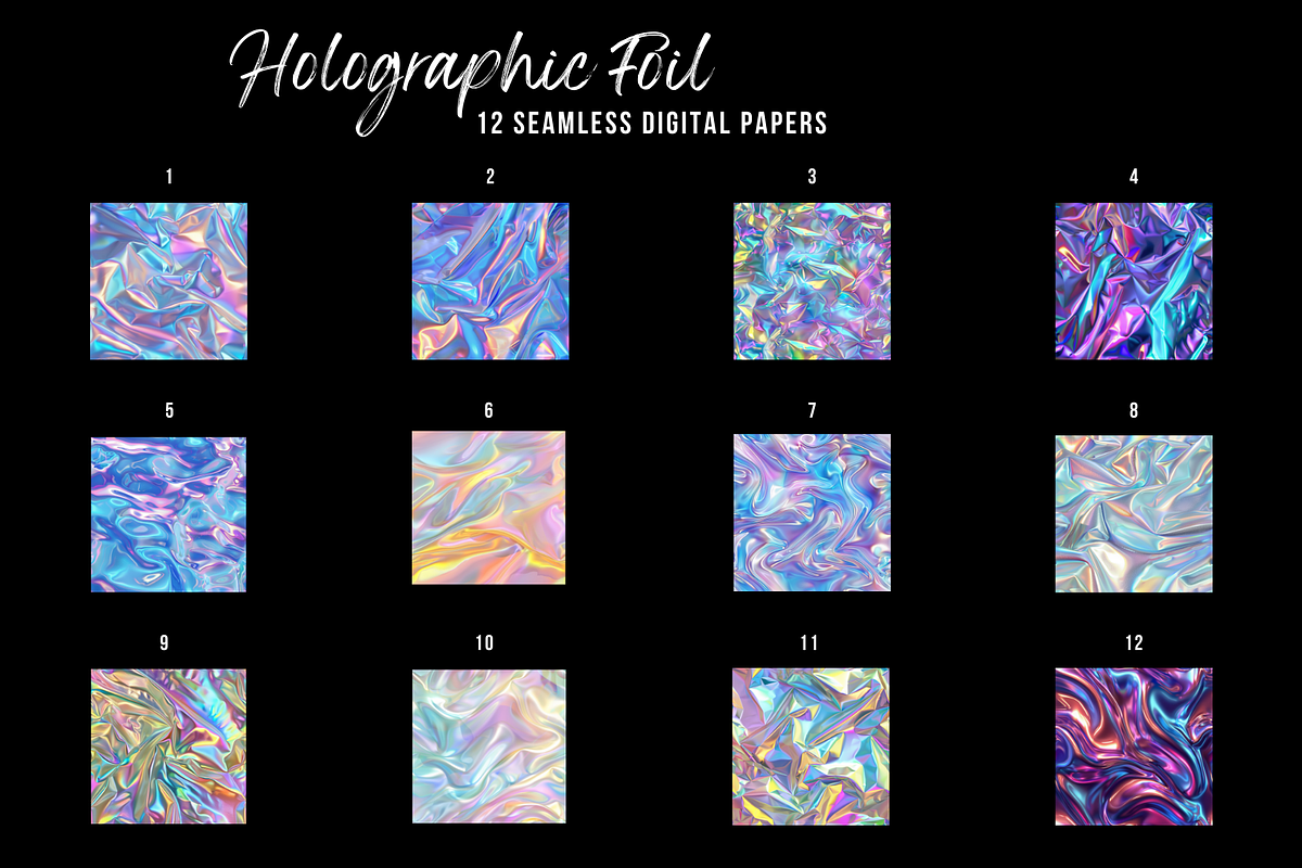 Holographic Foil Digital Paper, a Pattern Graphic by Chromolume Studio (Photo 3 of 28)