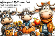 Whimsical Halloween Cow Clipart, a Seasonal Illustration by OK Design (Thumbnail 1 of 6)