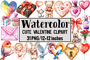 Cute Valentine Clipart, an Illustration by Design Market (Thumbnail 1 of 3)