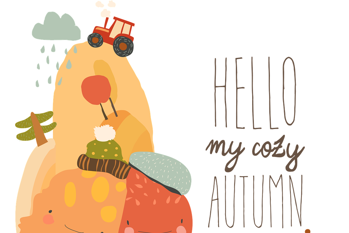 Cartoon Trees, Harvest Pumpkin, a Seasonal Illustration by Maria Starus (Photo 2 of 3)