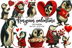 Kawaii penguin valentine clip-art, an Illustration by CreationArt