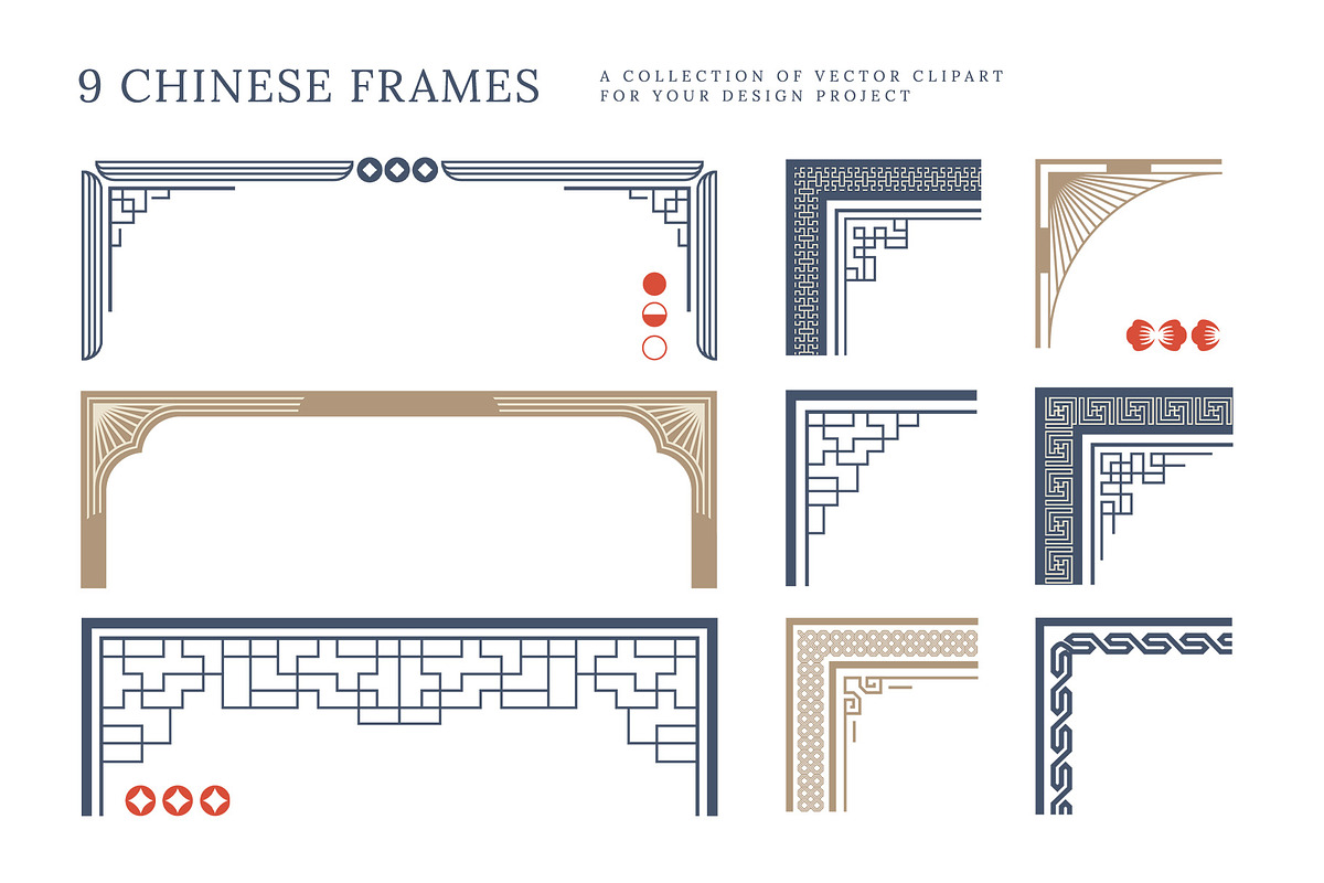 Chinese Frames Set, a Pattern Graphic by DesignerCandies