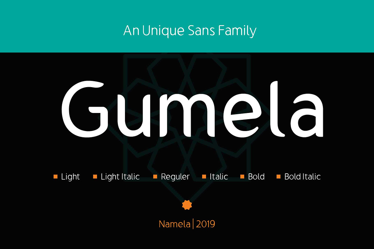 Gumela Stylish Font, Complete Family, a Sans Serif Font by Namela Studio (Photo 1 of 8)
