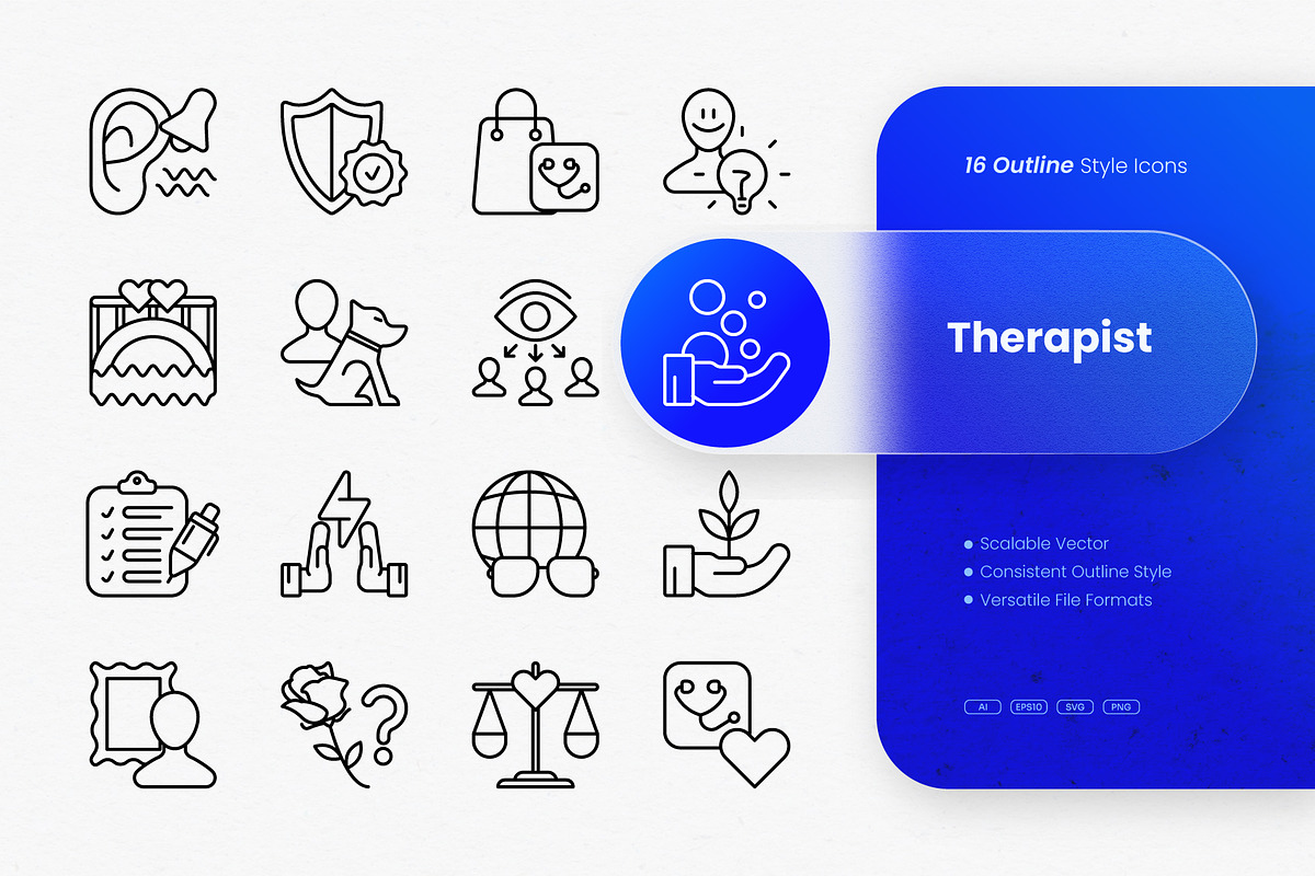 Therapist Outline Icons, an Outline Icon by cidcud_graphic