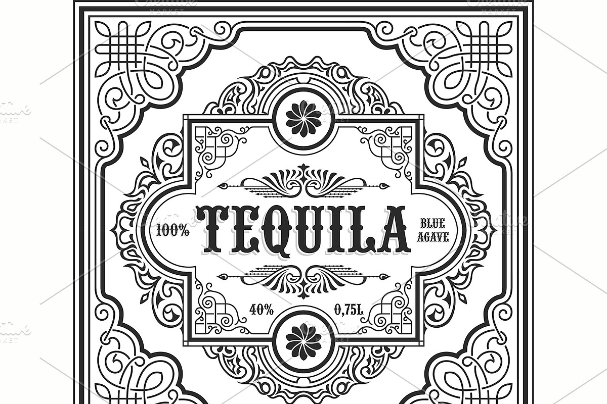 Tequila Bottle Label, a Food Illustration by Decorus Extezy (Photo 5 of 5)