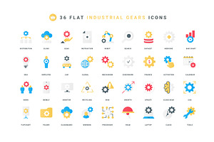 Gears running system processes icons, an Object Illustration by Lemberg Vector