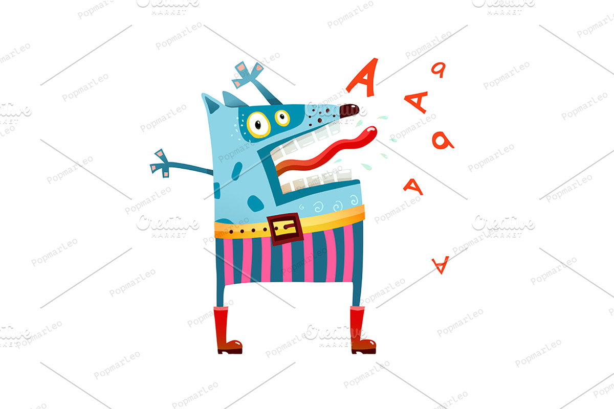 Dog monster in pants screaming, an Animal Illustration by Popmarleo Shop