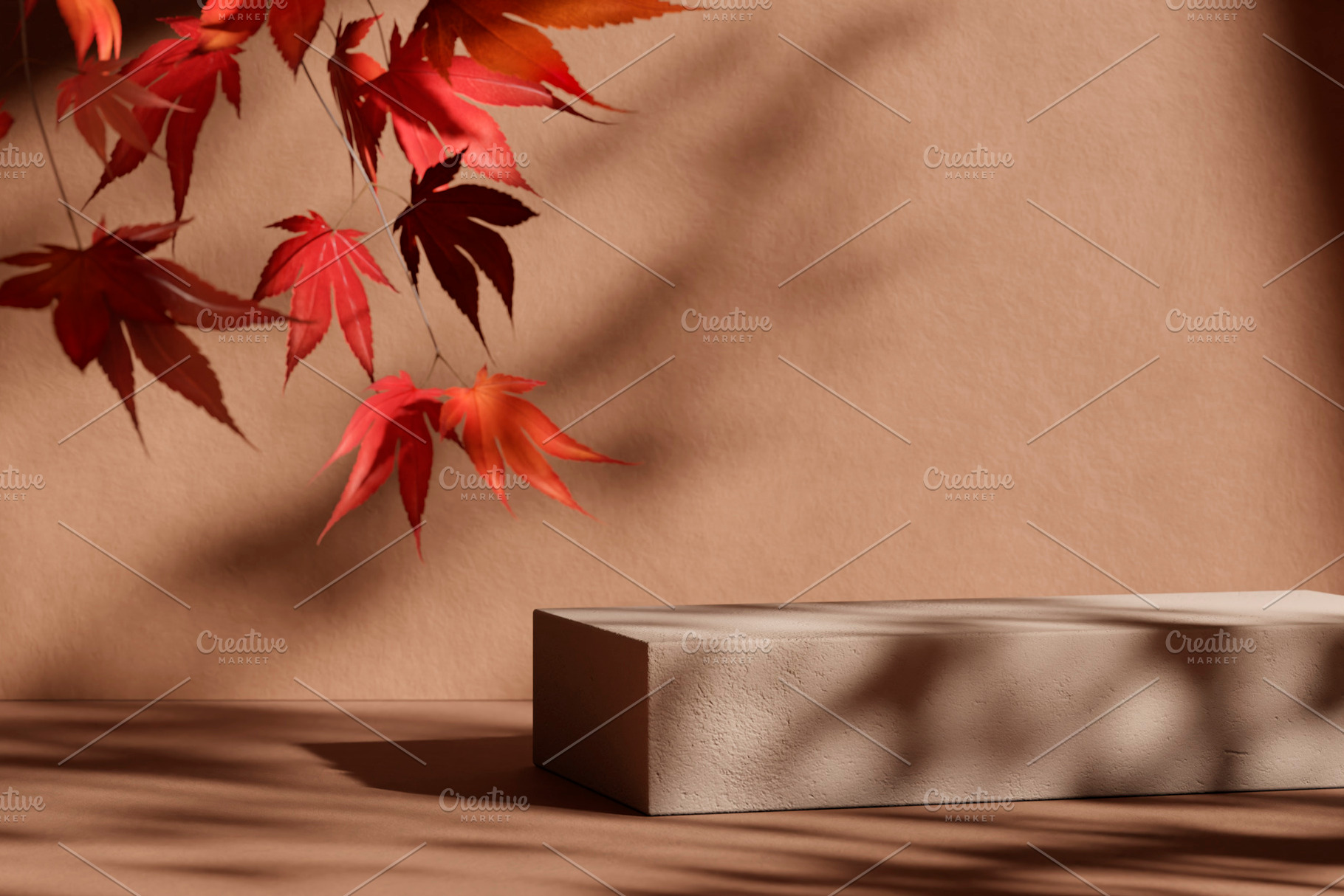 Stone podium falling autumn leaves, a Nature Photo by hitdelight