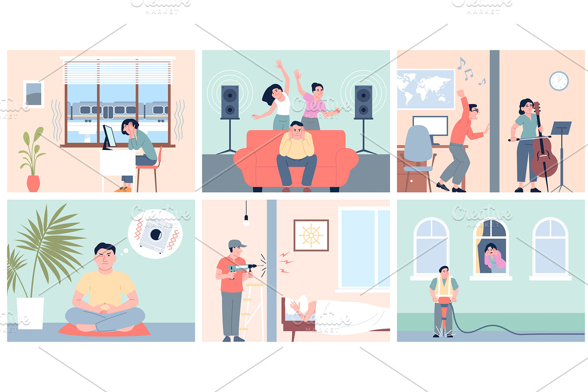 Urban noise pollution. Neighbours, a Person Illustration by LadadikArt