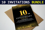 10 Invitation Cards Bundle, a Card Template by graphicforest (Thumbnail 1 of 22)
