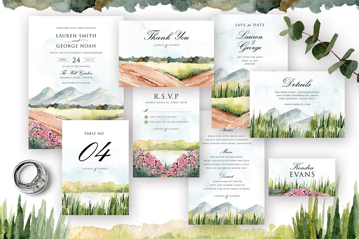 Nature Landscape Wedding Suite, an Invitation Template by wulano (Photo 1 of 6)