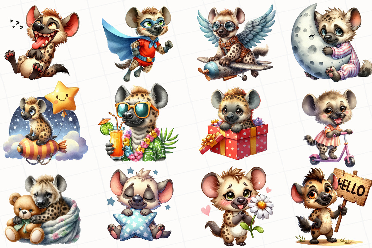 Cute Hyena Sublimation Clipart, an Illustration by OK Design (Photo 4 of 5)