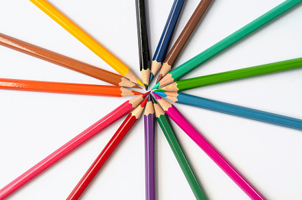 Colorful multicolored pencils on white background. Education, Bu, a Background Photo by Tampatra