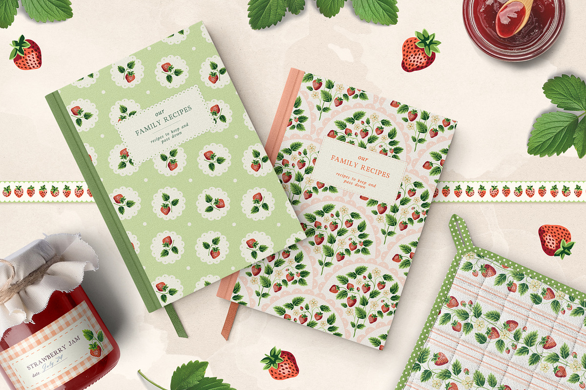 Cottage Strawberry Clipart & Pattern, a Pattern Graphic by PATTERNS etc. (Photo 5 of 16)