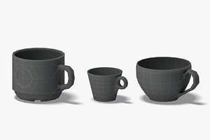 18 Ceramic Mugs 3D Model