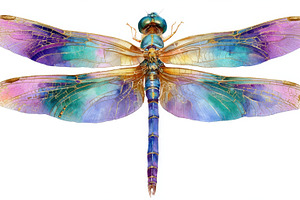 Vibrant dragonfly on white, a Photo by Beautiful things