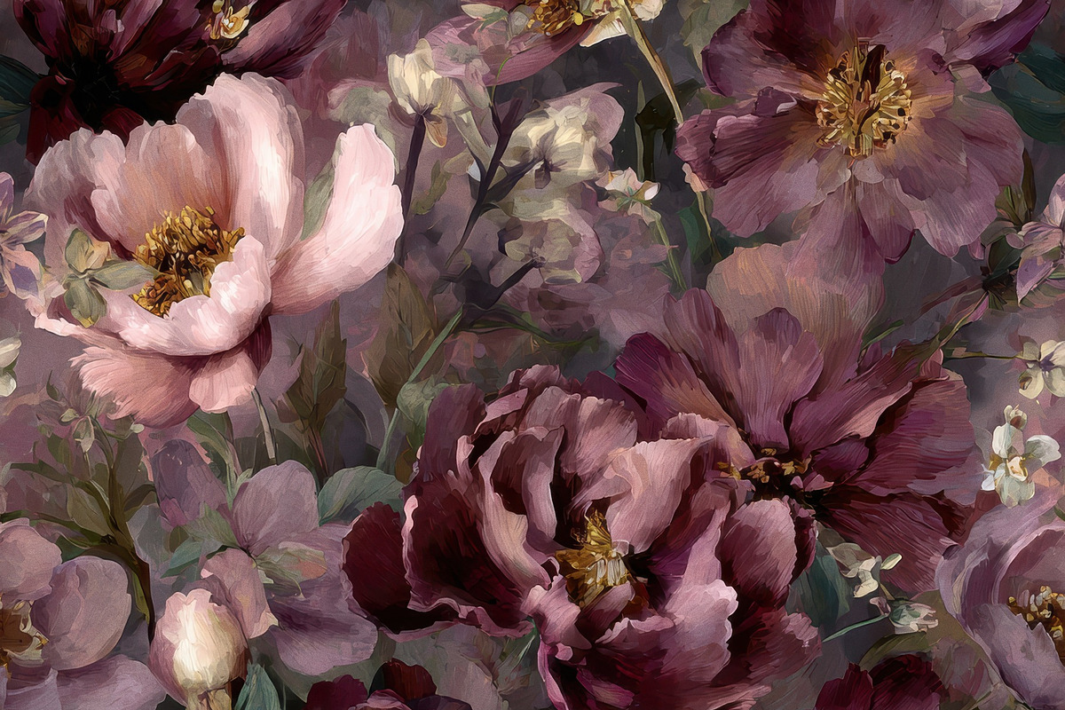 Moody Plum Floral Seamless Pattern, a Pattern Graphic by Virgo Studio