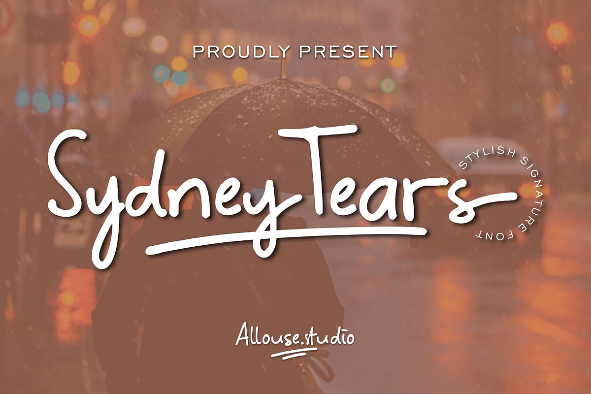 Sydney Tears Font, a Script Font by Allouse Studio (Photo 1 of 11)
