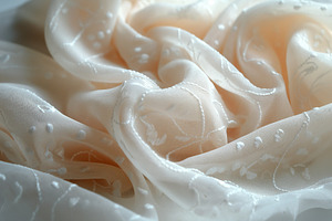 Soft, delicate cream fabric with intricate white embroidery, creating a luxurio, a Background Photo by ImageMir