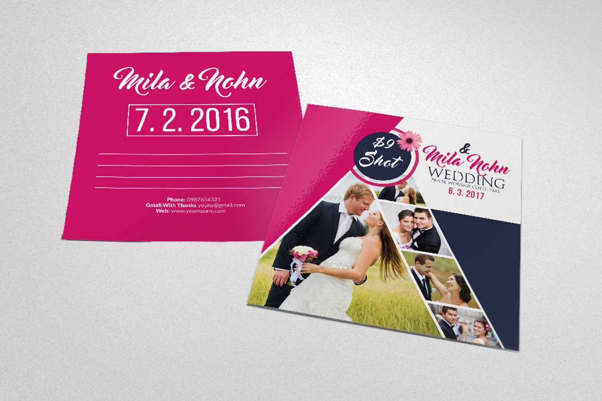 Wedding Invitation Postcard Template, a Card Template by Business Flyers (Photo 2 of 4)