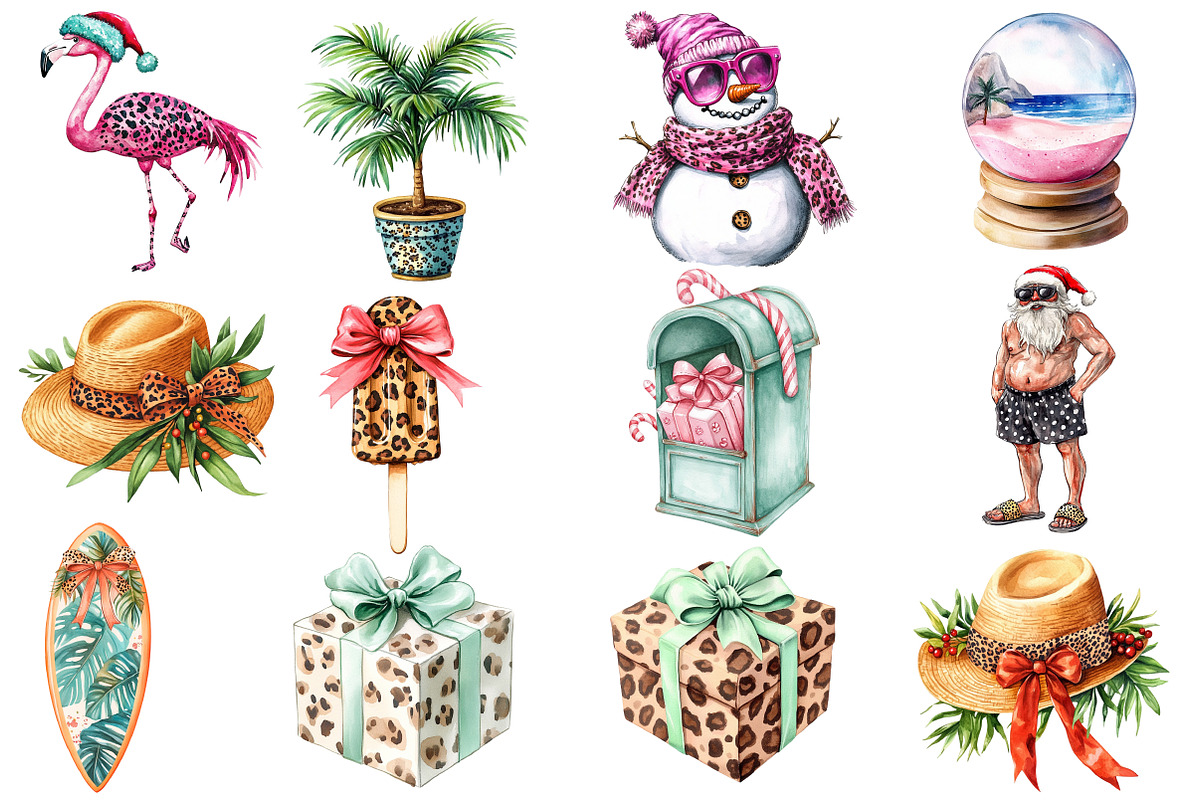 Hand-Drawn Christmas in July Clipart, an Illustration by Designworld (Photo 2 of 6)