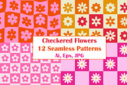 Checkered Flowers Vector Patterns, a Pattern Graphic by Yasmine Patterns (Thumbnail 1 of 7)