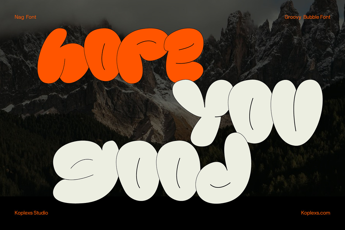 Nag | Retro Groovy Bubble Font, a Sans Serif Font by Koplexs Studio (Photo 2 of 10)