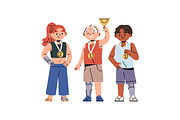 Kids celebrating win on pedestal set, a Person Illustration by PaperTrident (Thumbnail 5 of 5)